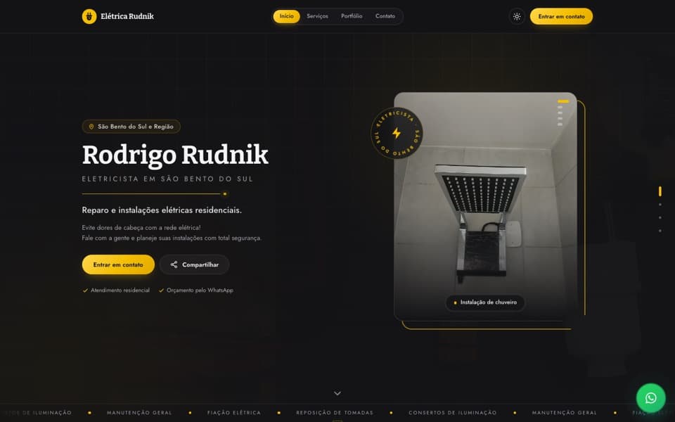 Prévia do site Elétrica Rudnik