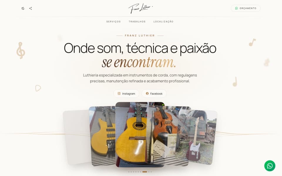 Prévia do site Franz Luthier